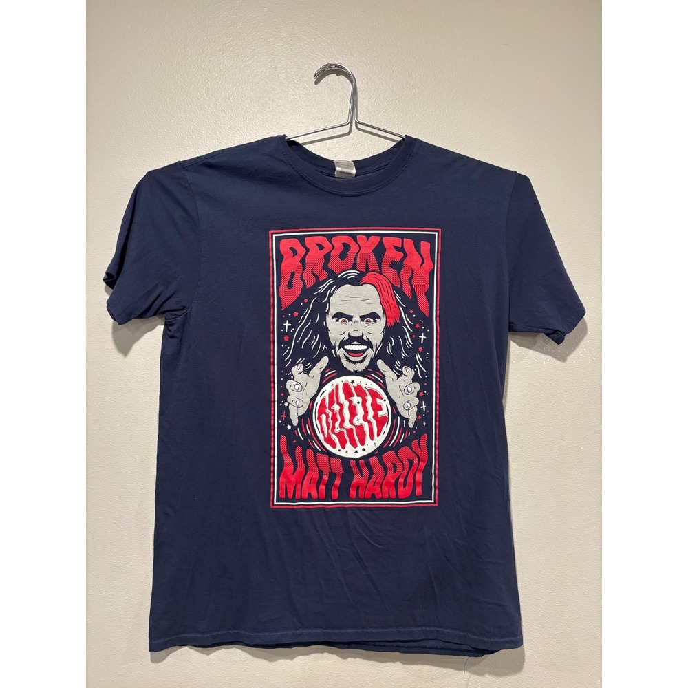 WWE Broken Matt Hardy Delete Wrestling Graphic Tee Navy Blue Large